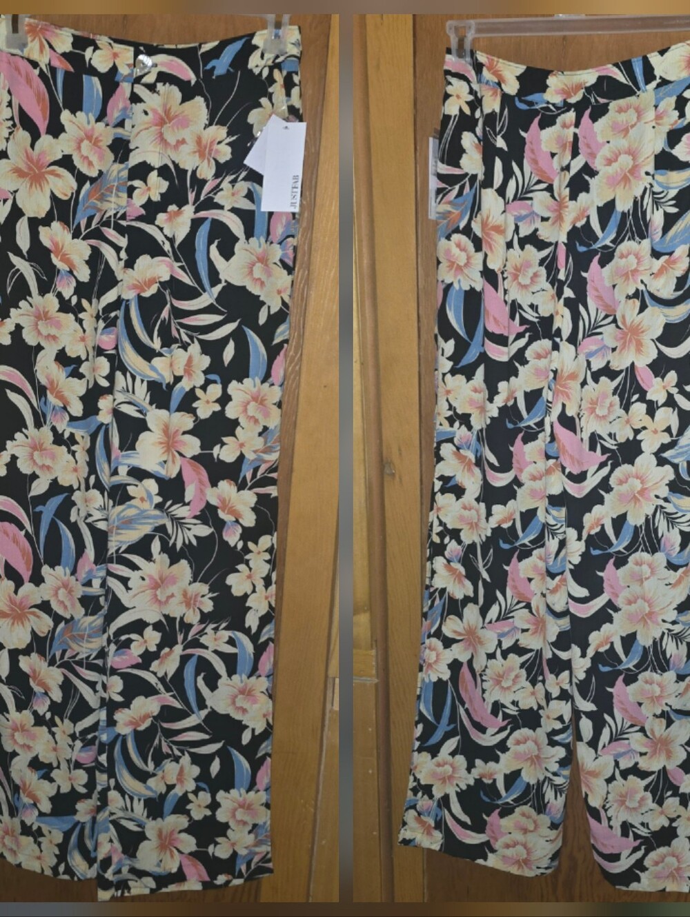 Just fab new with tags womens medium floral pocketed slit side wide leg pants